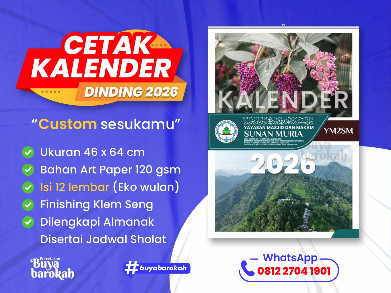 Cetak Kalender 2026 - 12 Lembar
